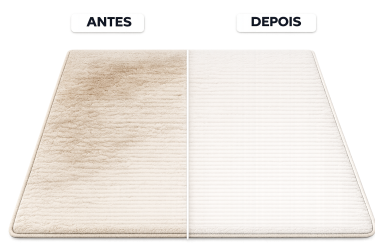 Antes e depois da limpeza do tapete